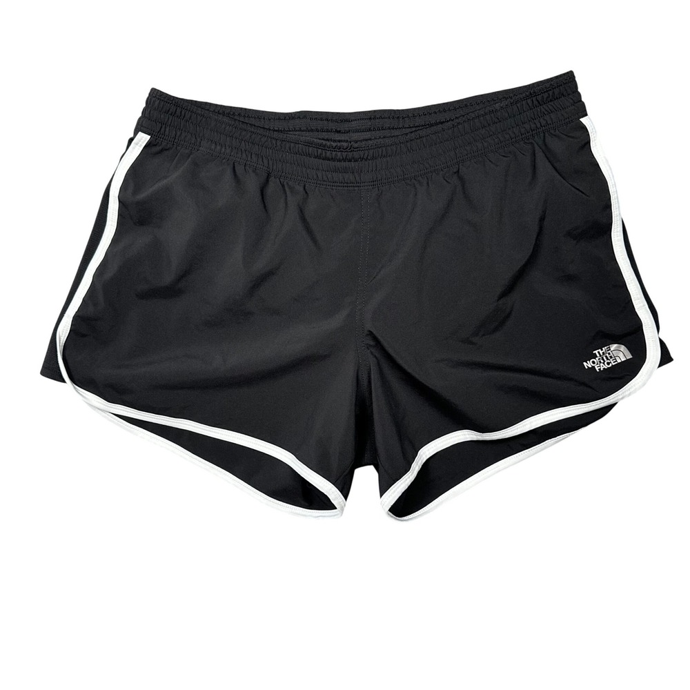 The North Face A7H1 Shorts Women L Black White Trim Running Dolphin Hem Gorpcore